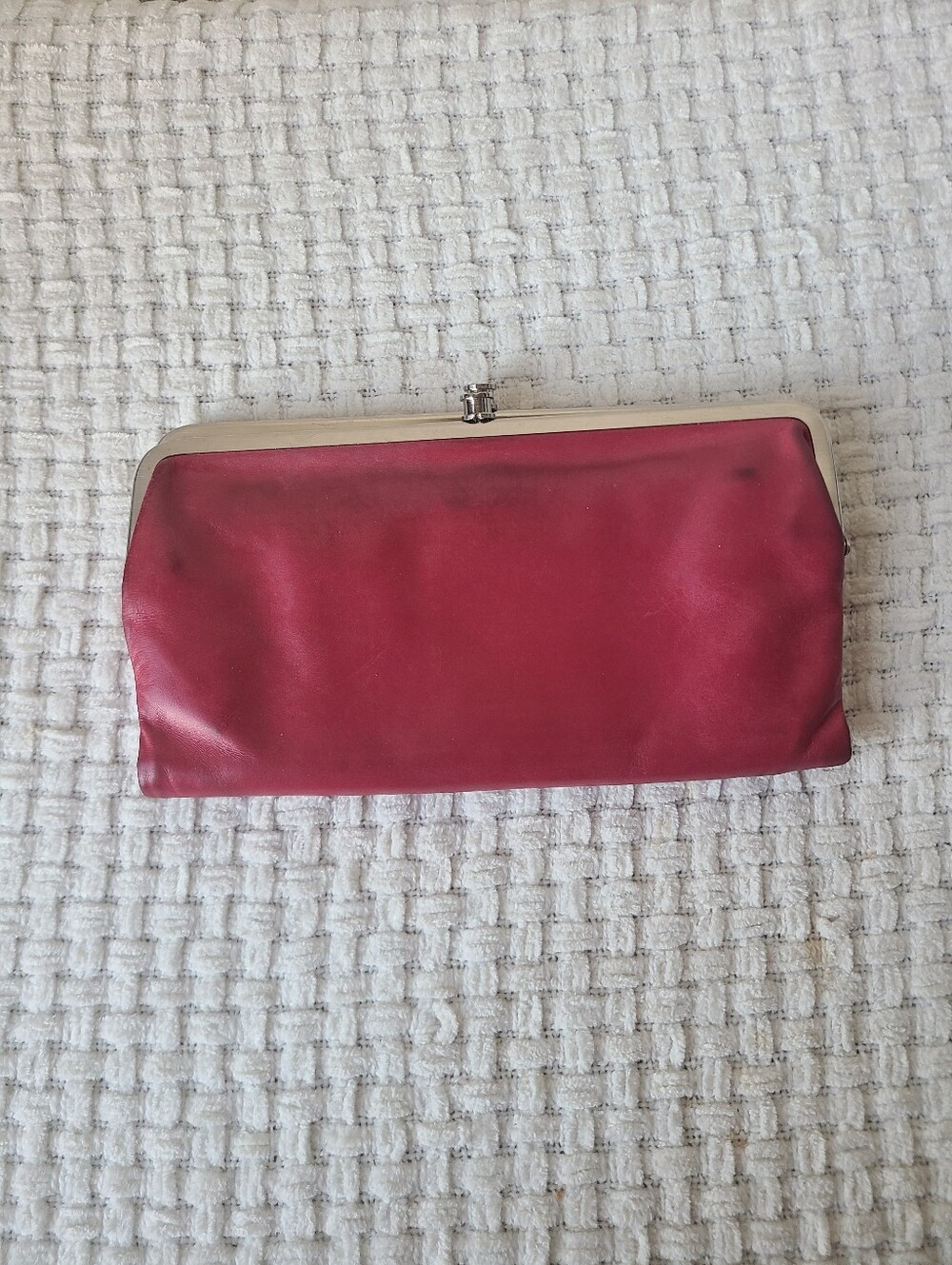 HOBO Classic Red Leather Frame Clutch